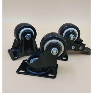 Bộ 4 bánh xe PVC viền đen 4cm đẩy hàng xoay 360 độ