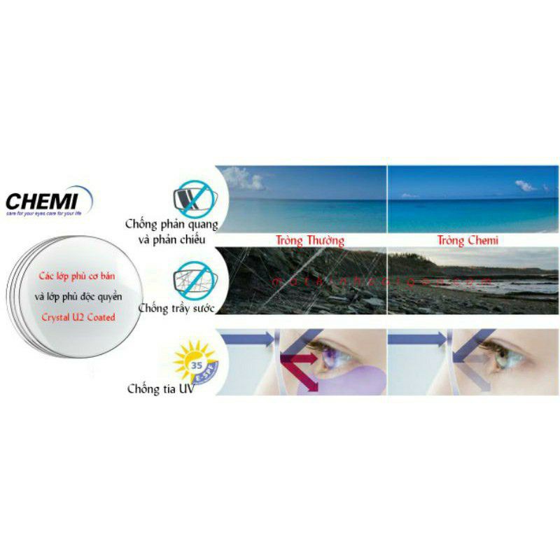 Tròng Kính Hàn Quốc Chemi 1.67U2 Coated Lén