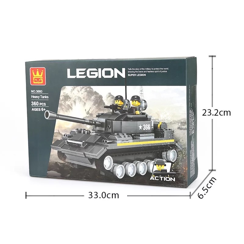 [HCM] Đồ chơi lắp ráp LEGO xe Tăng cho bé LEGION 360 mảnh ghép phát triển trí tuệ