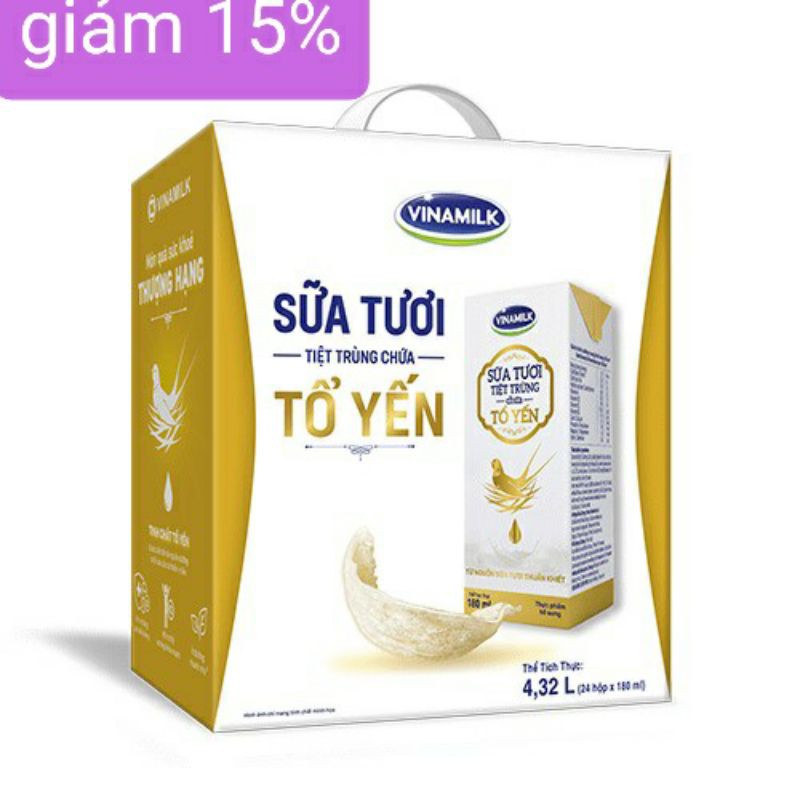 Sữa Tươi Tiệt Trùng Vinamilk Có Chứa Tổ Yến - Thùng 24 Hộp x 180ml