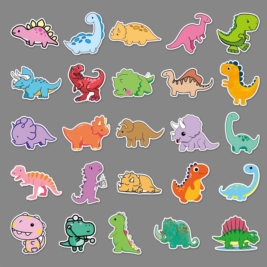 Combo 30 Sticker Chống Nước Decal Dán Điện Thoại Laptop Mũ Bảo Hiểm Vali Guitar Bình Nước Sổ Tay [KHỦNG LONG]