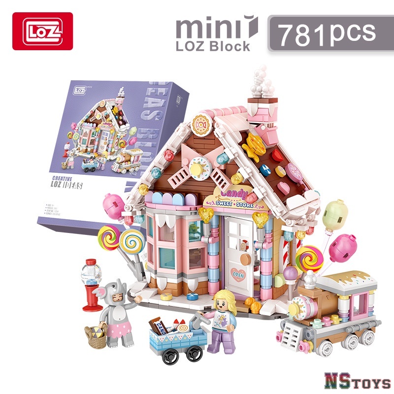 loz 1224 Mô hình lắp ráp Ngôi nhà kẹo ngọt, đồ chơi trí tuệ cho bé phát triển kĩ năng sáng tạoLego friends Quà tặng
