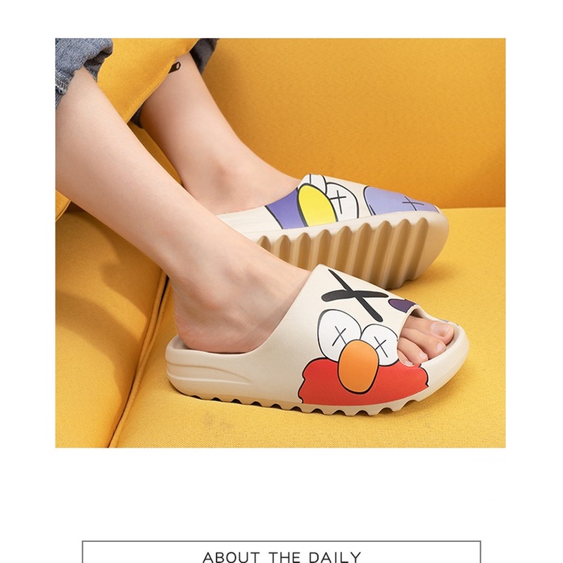 Dép Quai Ngang Đế Dày Họa Tiết Graffiti Cá Tính Cho Nữ