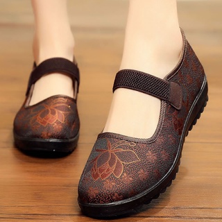 [Giày Mẹ Xingfan 1] Giày Vải Bắc Kinh Cũ Nữ Phong Cách Mới Làm Việc Mẹ Bà Già Giày Đế Bằng Người Cao Tuổi Giày Nữ Đế Mềm.A9 A9