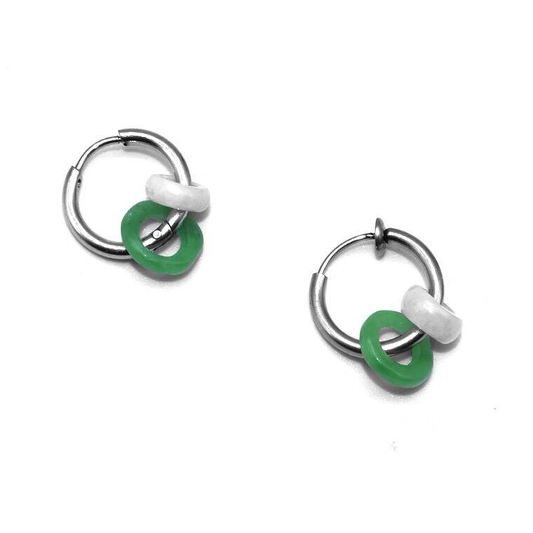 Bông Tai Thép Titan Đính Ngọc Bích Thời Trang Hip Hop Đường Phố Cho Nam Và Nữ