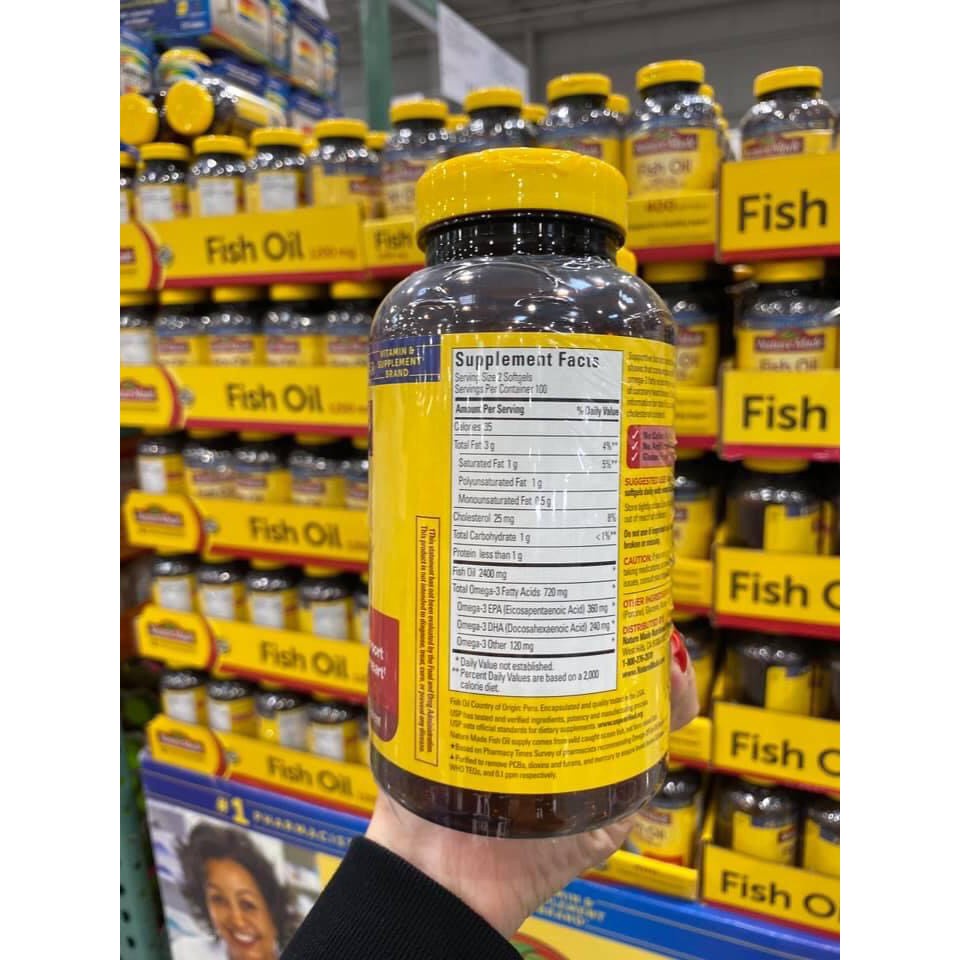 Viên Uống Bổ Sung Dầu Cá Nature Made Fish Oil 1200mg Chuẩn Hàng Mỹ Costco USA