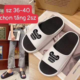 ❤DÉP QUAI NGANG BÁNH MỲ NAM NỮ MẶT GẤU XINH- 1 MÀU TRẮNG ĐẾ ĐEN