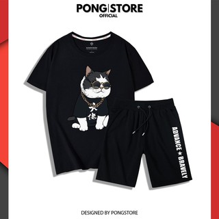 Bộ Hè Nam Mèo Đeo Kính - Đồ bộ thể thao nam Chất Thun Co Giãn Cao Cấp pongshop