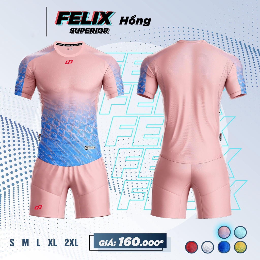 Áo bóng đá không logo thiết kế CP FELIX màu hồng CÓ IN tên số