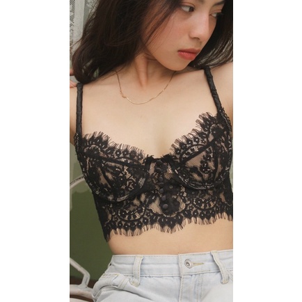 Corset ren mỏng cổ điển có gọng nâng ngực gợi cảm - Lilace.studio Thiết Kế