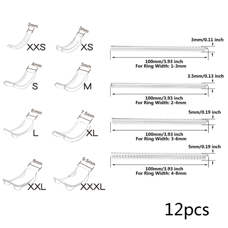 NAV 12 Pcs Silicone Invisible Clear Ring Size Adjuster Resizer Loose Rings Reducer