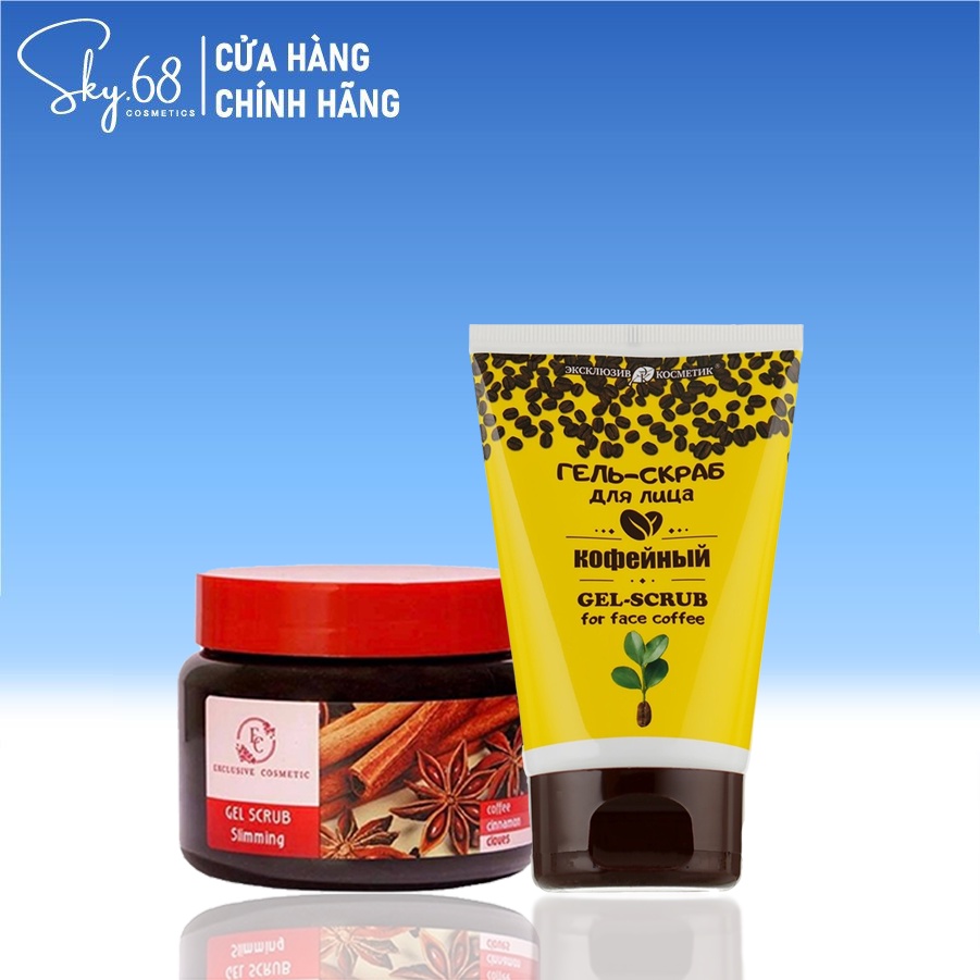 Combo 2 Gel tẩy tế bào chết cho mặt và body  Quế Hồi EXCLUSIVE COSMETIC Gel Scrub (TTBC Mặt 100g + TTBC Body 380g)