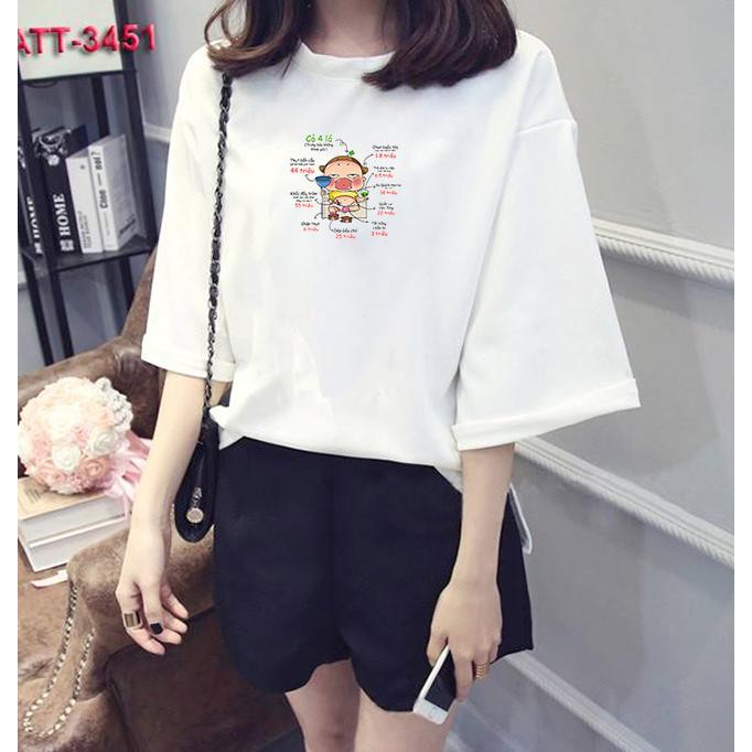 Áo thun nữ tay lỡ Hàn Quốc form rộng in hình Quỳnh Aka rich kid vải dày mịn TEEWOTL78
