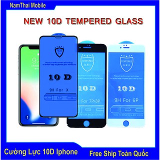 [ iphone 6 đến iphone 11 Pro Max ] Kính cường lực 10D nền xanh full màn nguyên khối
