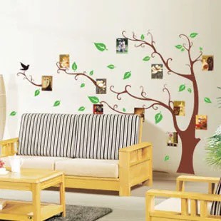Decal trang trí tường Cây khung hình lá xanh tinh tế