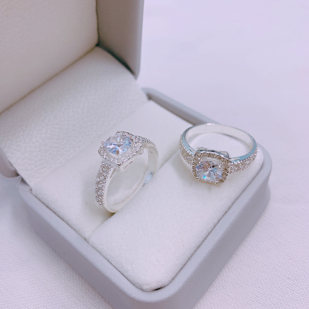 Nhẫn nữ bạc ta mặt đá vuông trẻ trung, sang trọng - Kho sỉ bạc Nhất Linh
