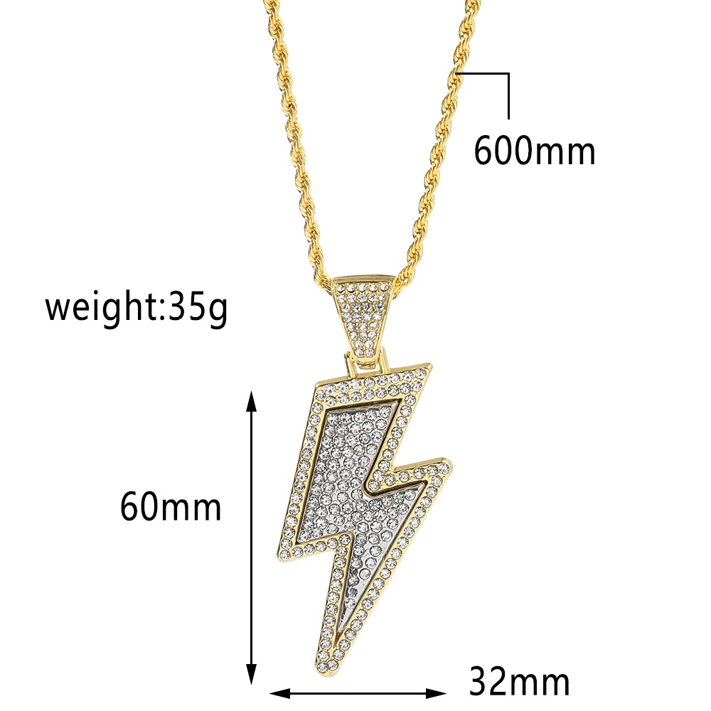 Dây chuyền mặt hình tia chớp đính đá zircon thời trang cho nam