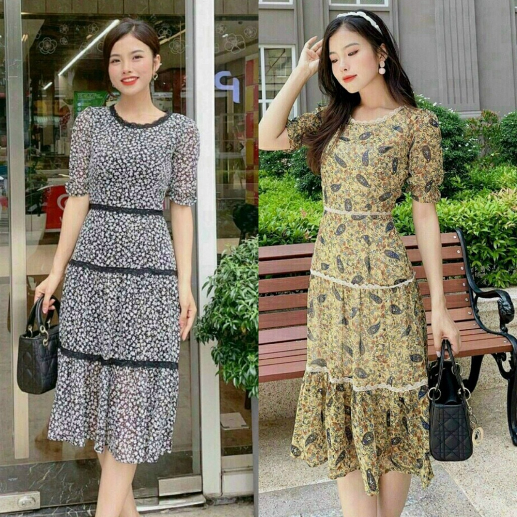 ĐẦM XOÈ VOAN VIỀN REN TAY LỠ - YB220304