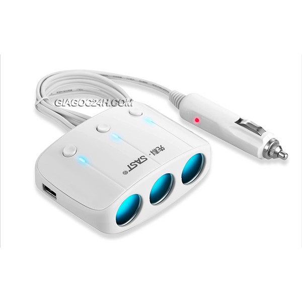 Bộ chia tẩu 3 cổng SAST 2 cổng usb cho xe hơi