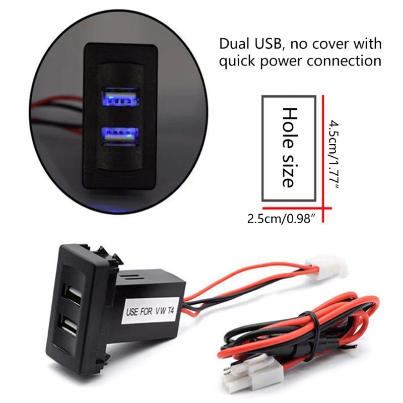 Tẩu Sạc Nhanh Mini 2.1A Cổng USB Kép Cho Volkswagen-T4-VW