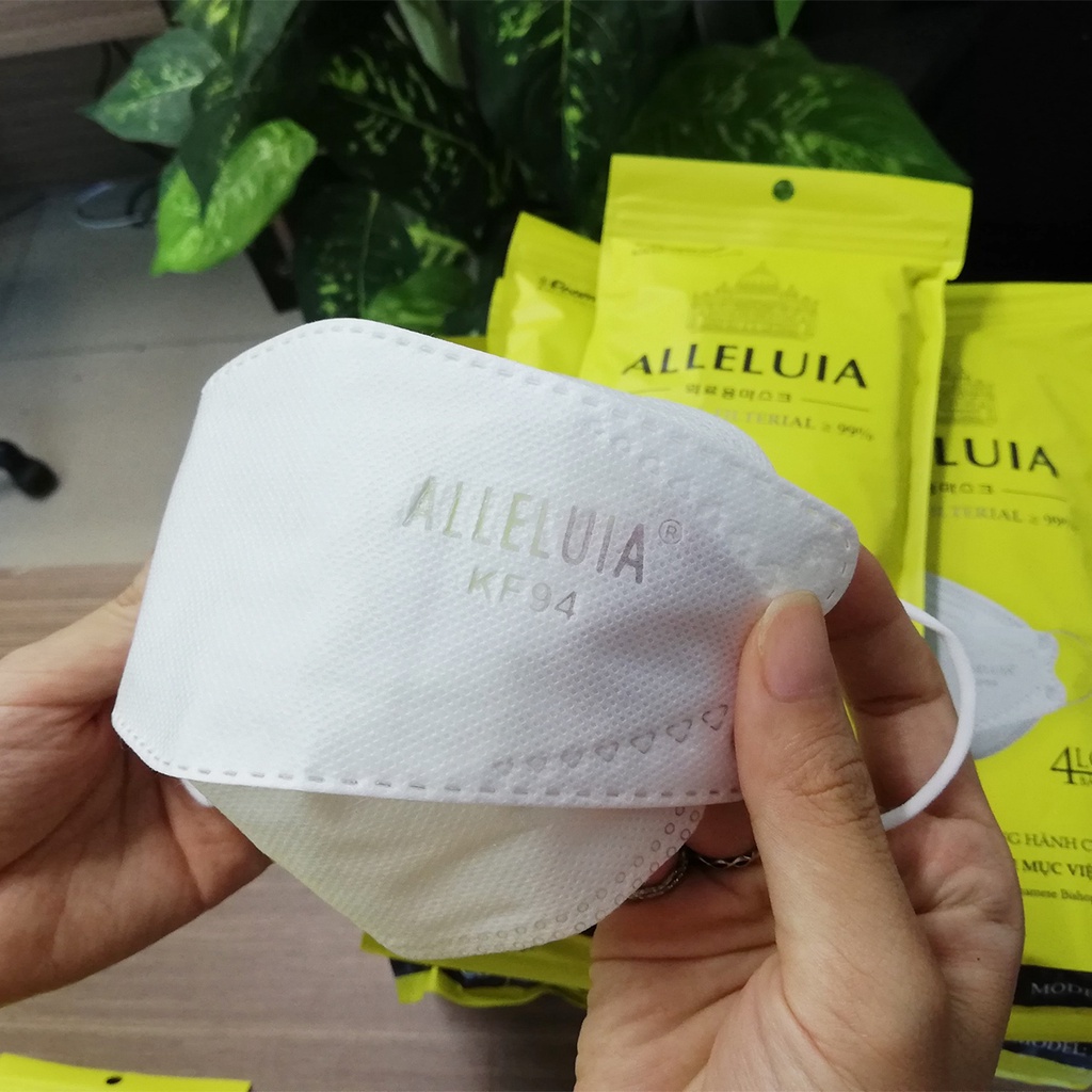 Khẩu Trang KF94 Công Giáo EcomMed Alleluia (Bịch 10 cái) Thông Thoáng Không Đau Tai - Đạt chuẩn FDA