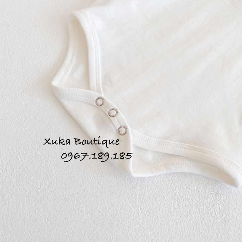Bodysuit Dài Tay Bé Gái Cotton Cổ Thêu chữ Love đầy tháng - Xuka Boutique - Bộ Body mặc chụp ảnh [ Hình Thật ]