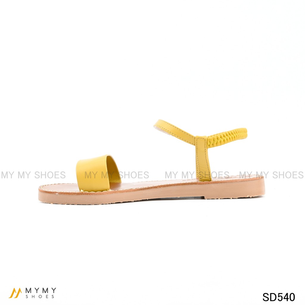 SD540 Sandal bệt da lì quai ngang chun sau đế cao su