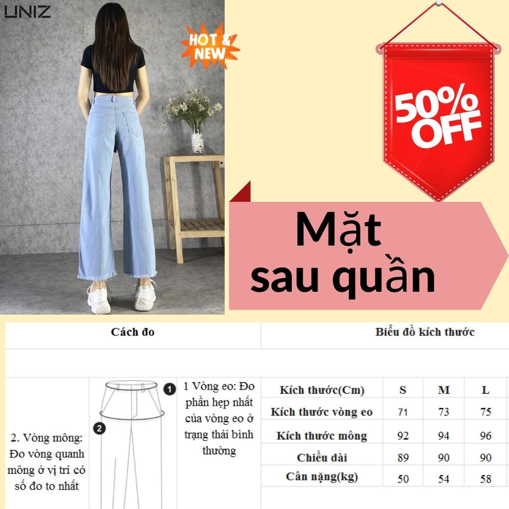 Quần Jean Basic Ống Xuông 2 Màu- Quần Ống Rộng Phong Cách Hàn Quốc  UNIZ