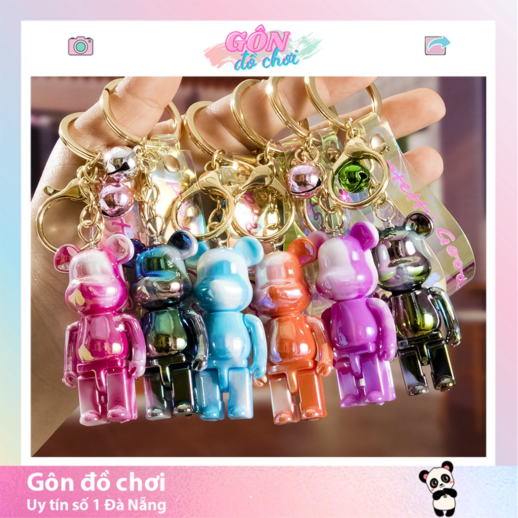 Móc khoá cute gấu bearbrick có chuông bằng kim loại giá rẻ quà lưu niệm Gôn đồ chơi