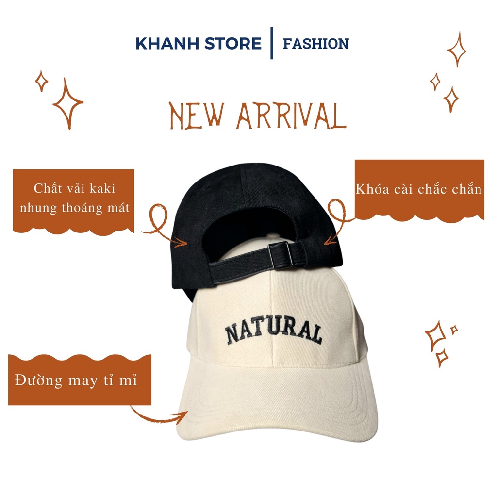 Nón kết, mũ lưỡi trai thêu chữ NATURAL form unisex nam nữ