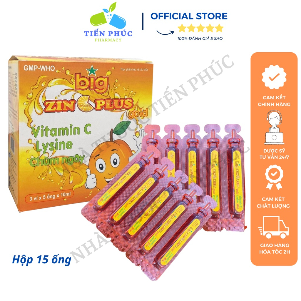 Siro Zin C Plus bổ sung Kẽm, Lysine và Vitamin hỗ trợ tăng cường hấp thu chất dinh dưỡng cho bé – Hộp 15 ống
