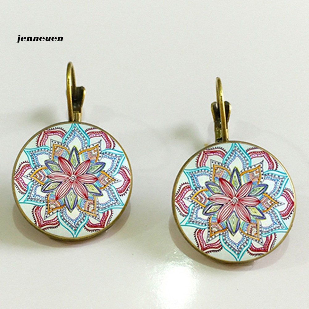 Phụ Kiện Chuyên Dụng Cho Máy May➸Đôi Bông Tai Hợp Kim Họa Tiết Hoa Mandala Thời Trang Cho Nữ
