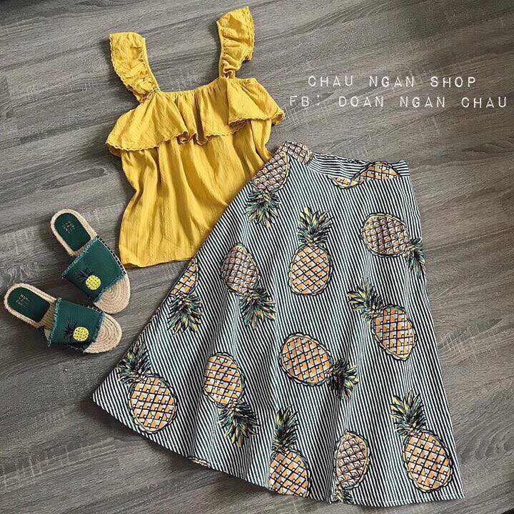 Sét áo đũi cánh tiên + chân váy dứa