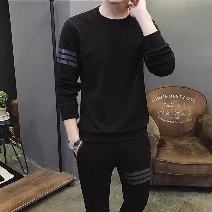 Bộ thể thao nam, Bộ đồ nỉ nam 3 vạch, Bộ nỉ da cá nam dài tay - PANDO BD54
