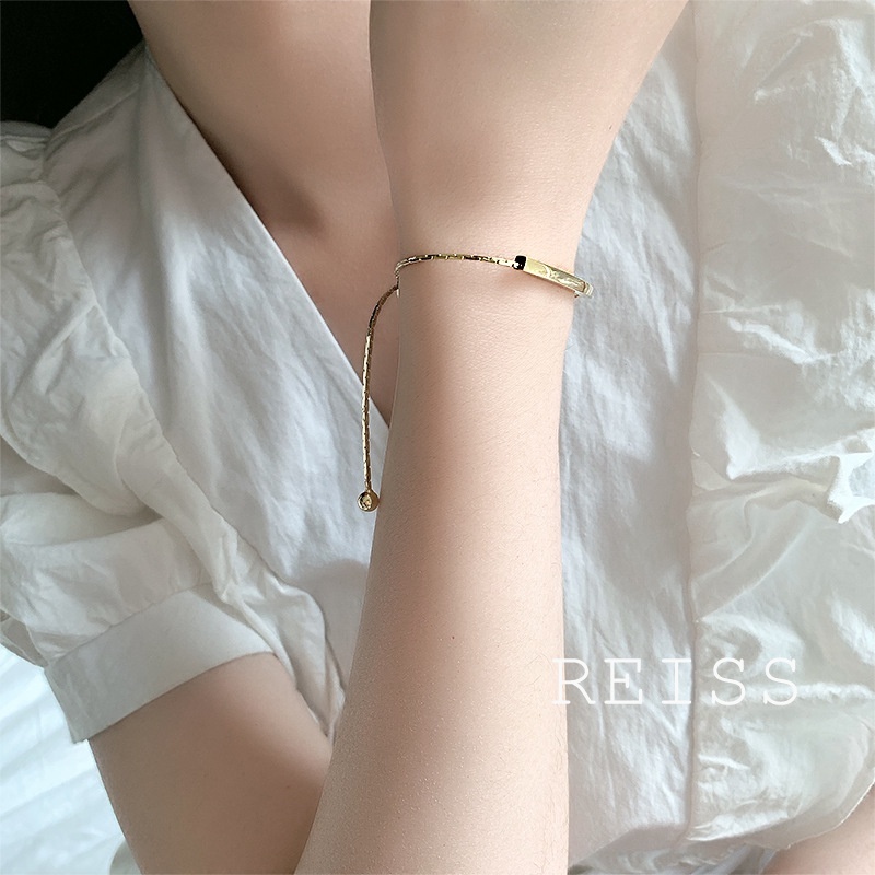 Vòng tay kim loại đơn giản của Hàn Quốc dành cho nam và nữ Món quà cặp đôi có thể điều chỉnh độ dài