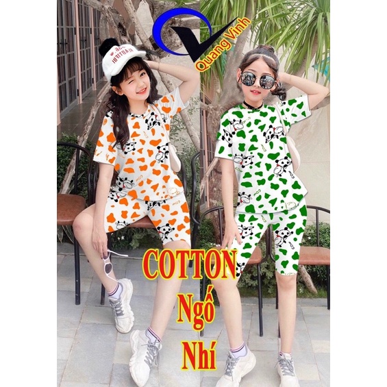 Đồ bộ cotton ngố bé gái mẫu bò sữa