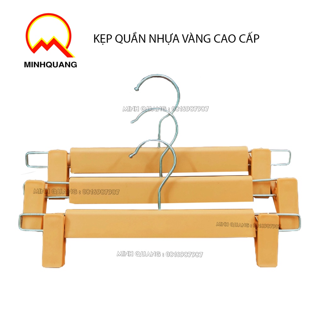 kẹp quần nhựa vàng giả gỗ size 32cm nam nữ,móc treo quần áo cho shop thời trang