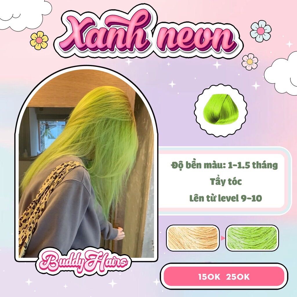 Nhuộm Tóc Xanh Neon Tặng oxi và gang tay