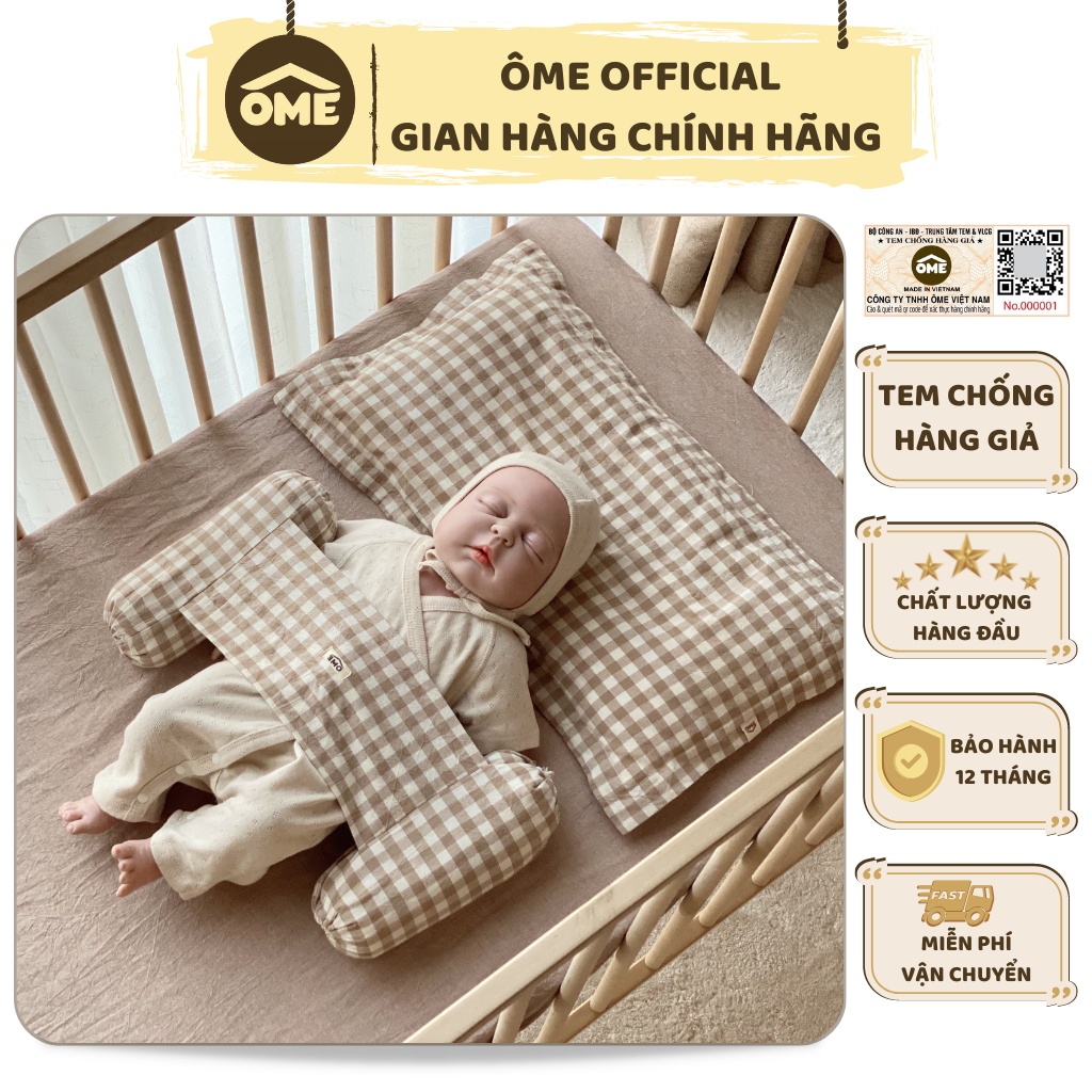 Gối Chặn Cao Cấp Hạt Diêm Mạch Ôme Chống Giật Mình Cho Bé Giấc Ngủ Ngon