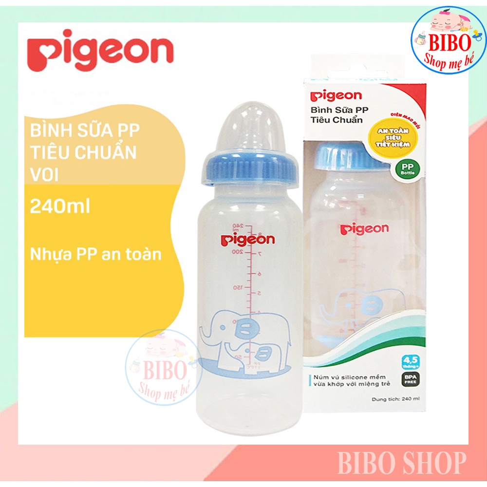 Bình Sữa Pigeon PP Tiêu Chuẩn Hình Voi 240ml. Bình Bú Cho Bé