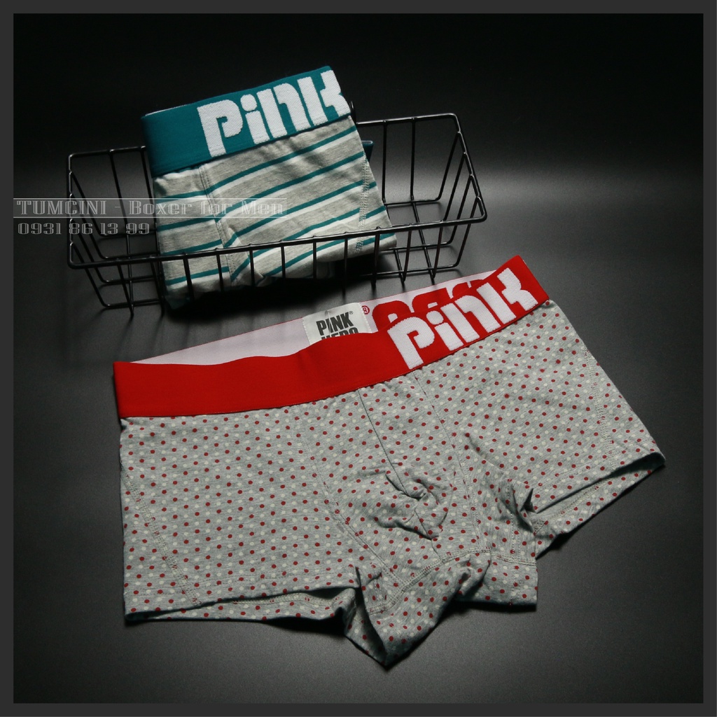 Quần lót nam boxer sọc chấm bi kinh điển dành cho vua chúa tôn vinh sự sang trọng Hero Pink Tumcini HP08