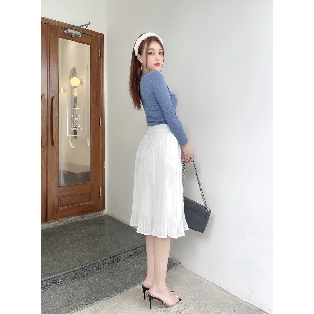 Chân váy xếp ly dáng dài midi nữ  CRAZYTEEN chất tầm ý V0026 | BigBuy360 - bigbuy360.vn