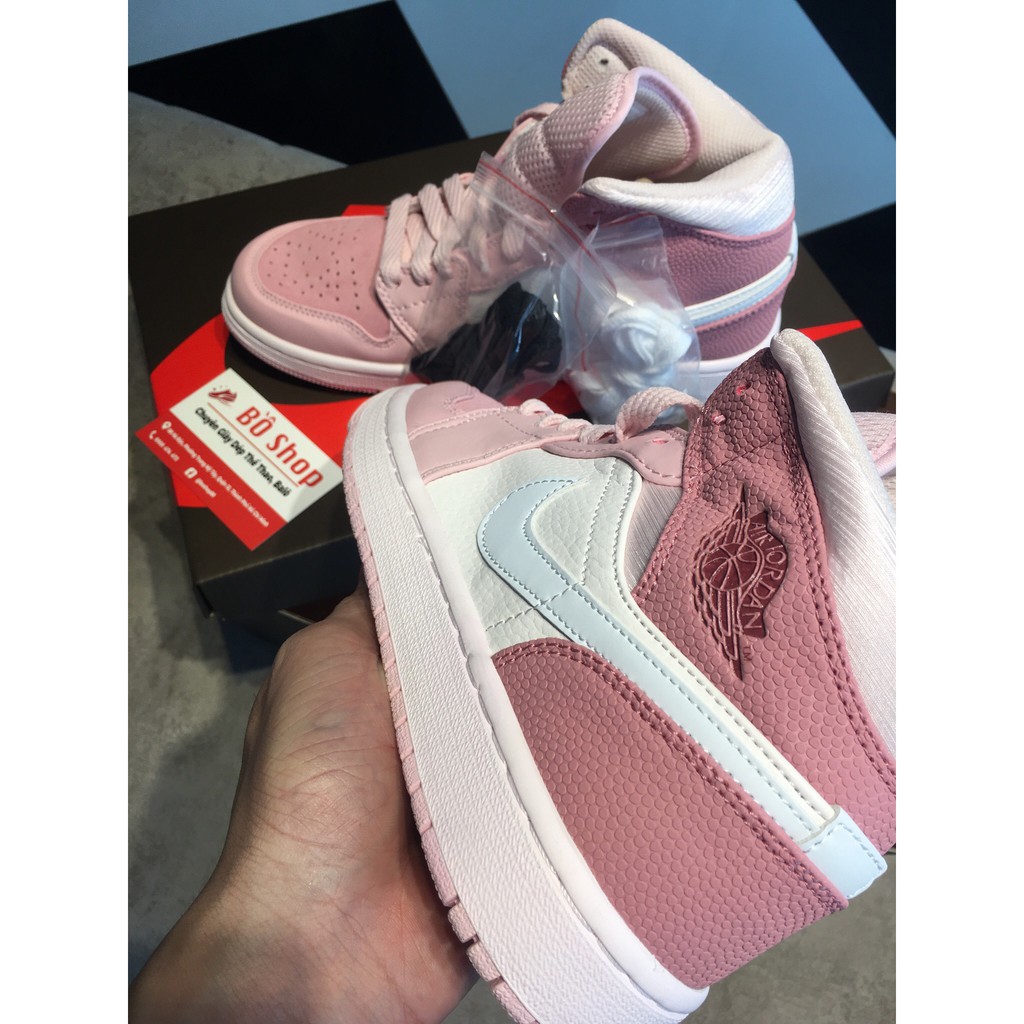 Giày thể thao AIR JORDAN 1 MID DIGITAL PINK  trắng hồng cao cổ siêu đẹp