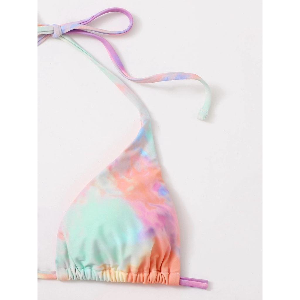 Bộ bikini ba món vải nhuộm loang màu thời trang mới dành cho nữ