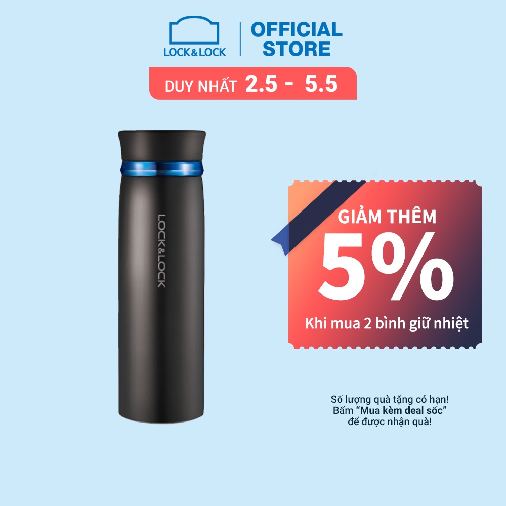 Bình giữ nhiệt Lock&Lock Feather Light 450ml - Màu Đen / Xanh LHC4131BKB