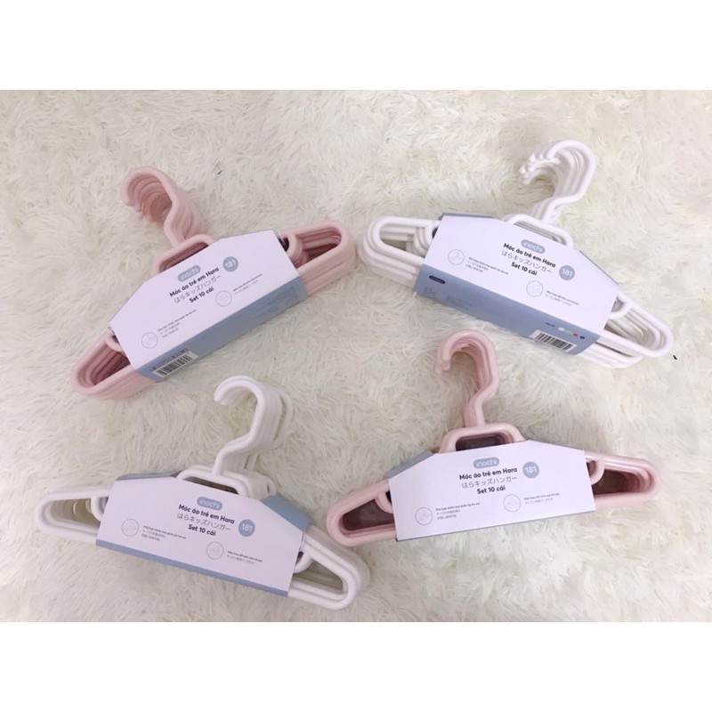 Set 10 móc treo quần áo cho bé Inochi 181, móc áo trẻ em chất liệu cao cấp - Monnie Kids
