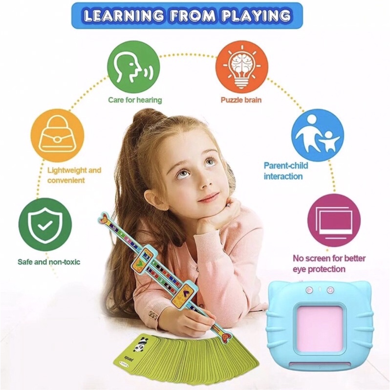Máy đọc thẻ FlashCard cho bé học Tiếng Anh với 112 thẻ 224 chủ đề/ 255 thẻ 510 chủ đề - TiNa’s House