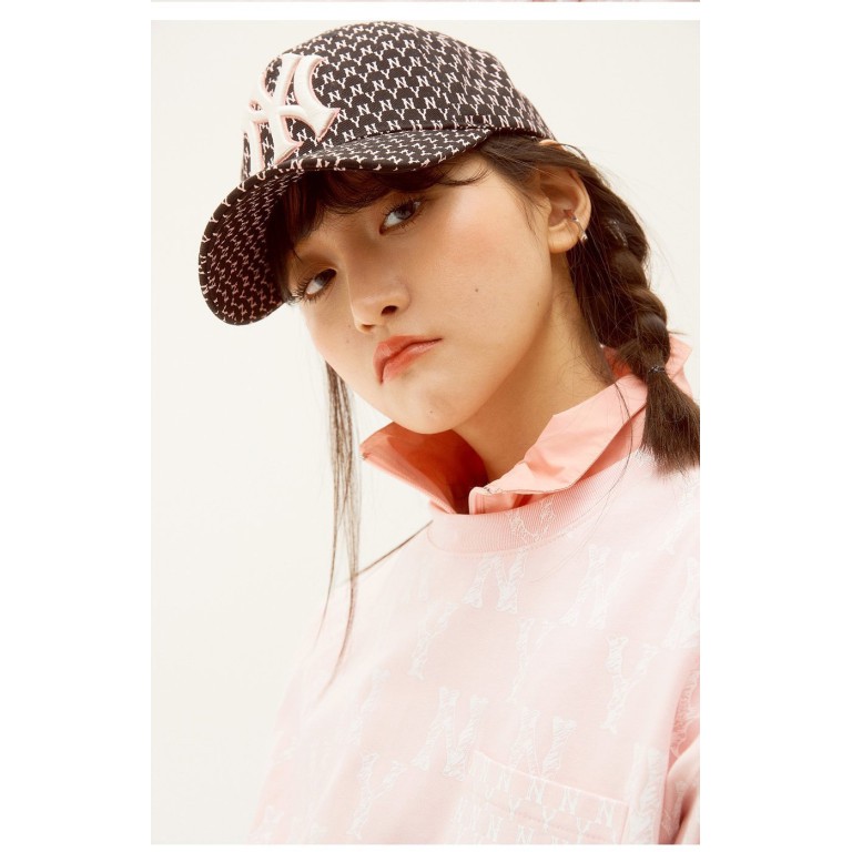 (HÀNG XUẤT XỊN) Mũ / Nón nhiều logo đen/hồng N03 N//Y MONOGRAM BASEBALL CAP BLACK/PINK Made in Viet//nam full-tem-tag