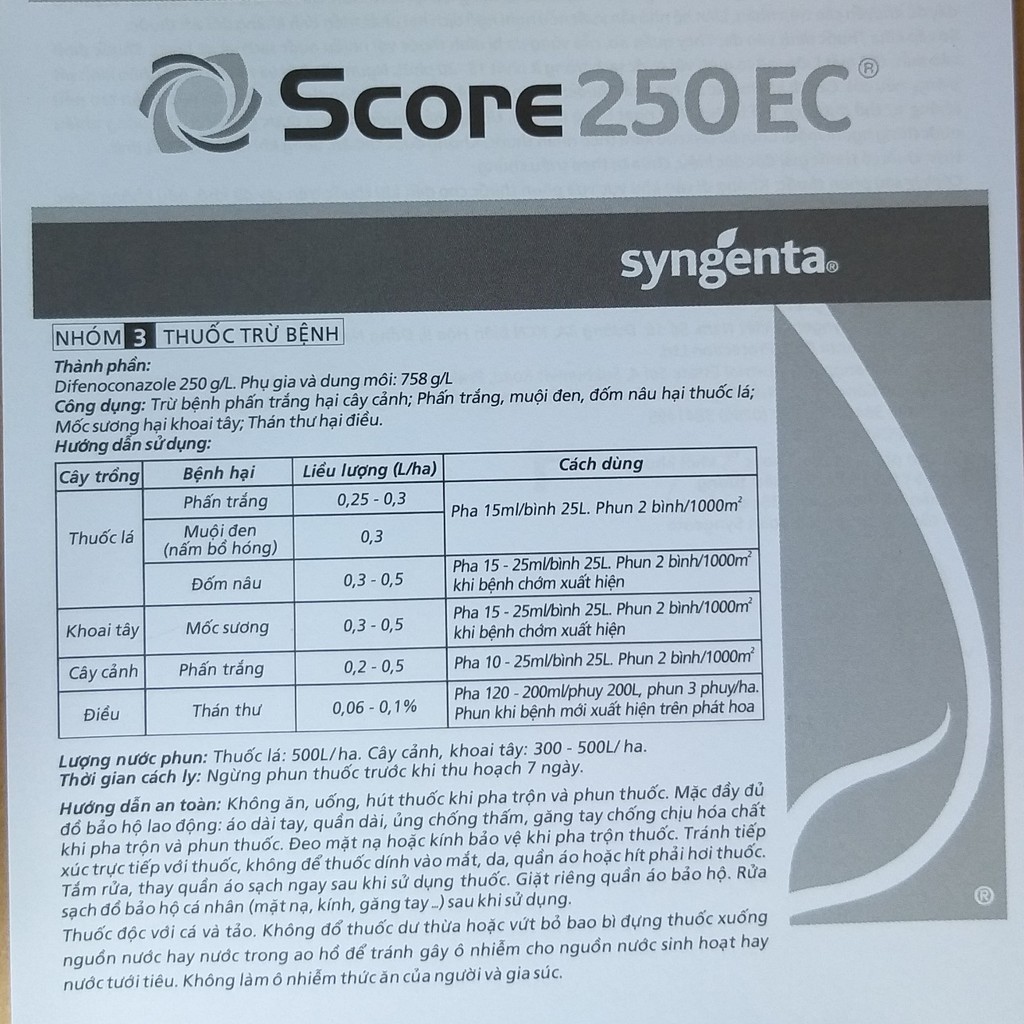 Thuốc Trừ Bệnh Score 250EC (10ml)