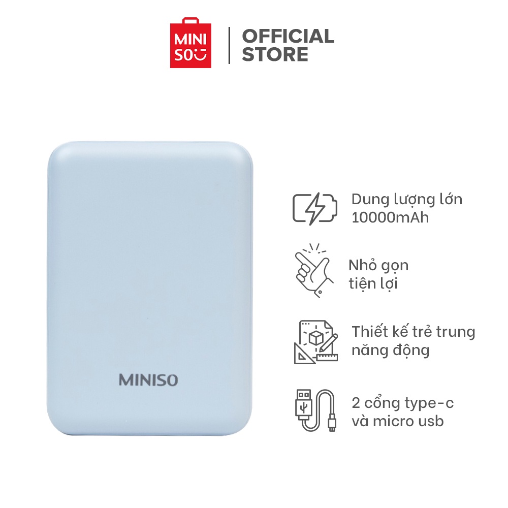 Sạc dự phòng nhỏ gọn Miniso chính hãng dung lượng 10000mAh (Nhiều màu)